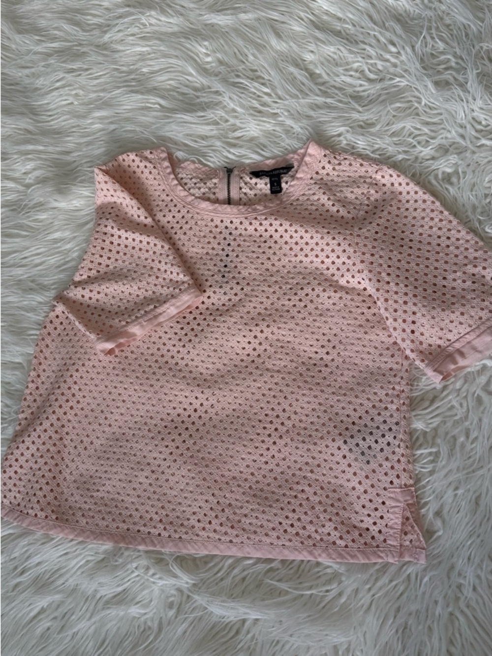 Banana Republic Pink Eyelet Short-Sleeve Top